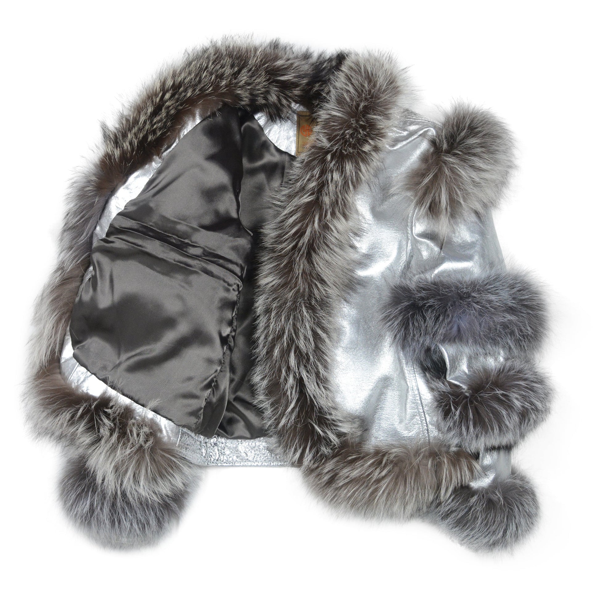 Aurora Luxe Metallic Silver Sheep Leather Jacket-4