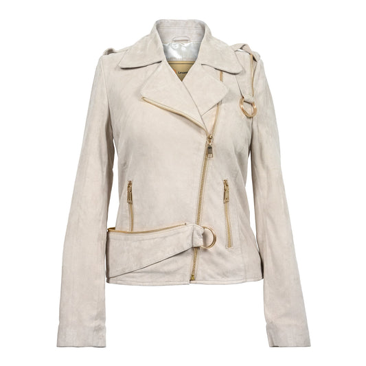 Beige Aura Goat Suede Leather Jacket-0