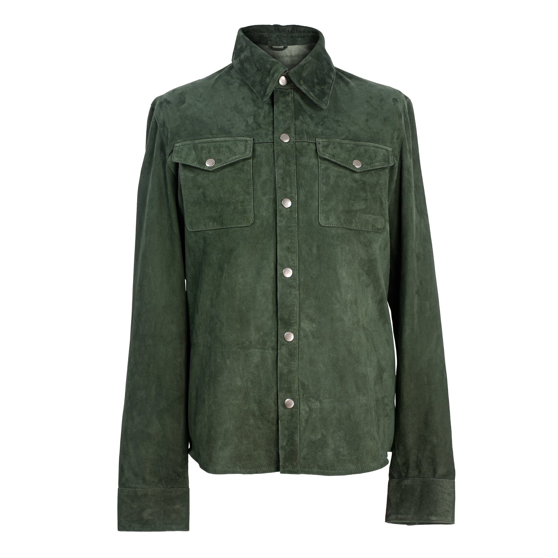 Verdant Ridge Forest Green Suede Shirt-0