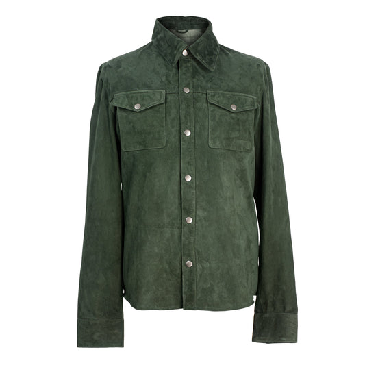Verdant Ridge Forest Green Suede Shirt-0