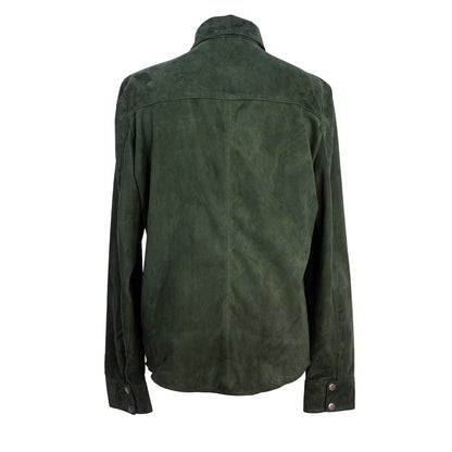 Verdant Ridge Forest Green Suede Shirt-1