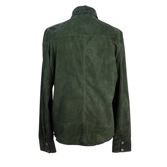Verdant Ridge Forest Green Suede Shirt-1