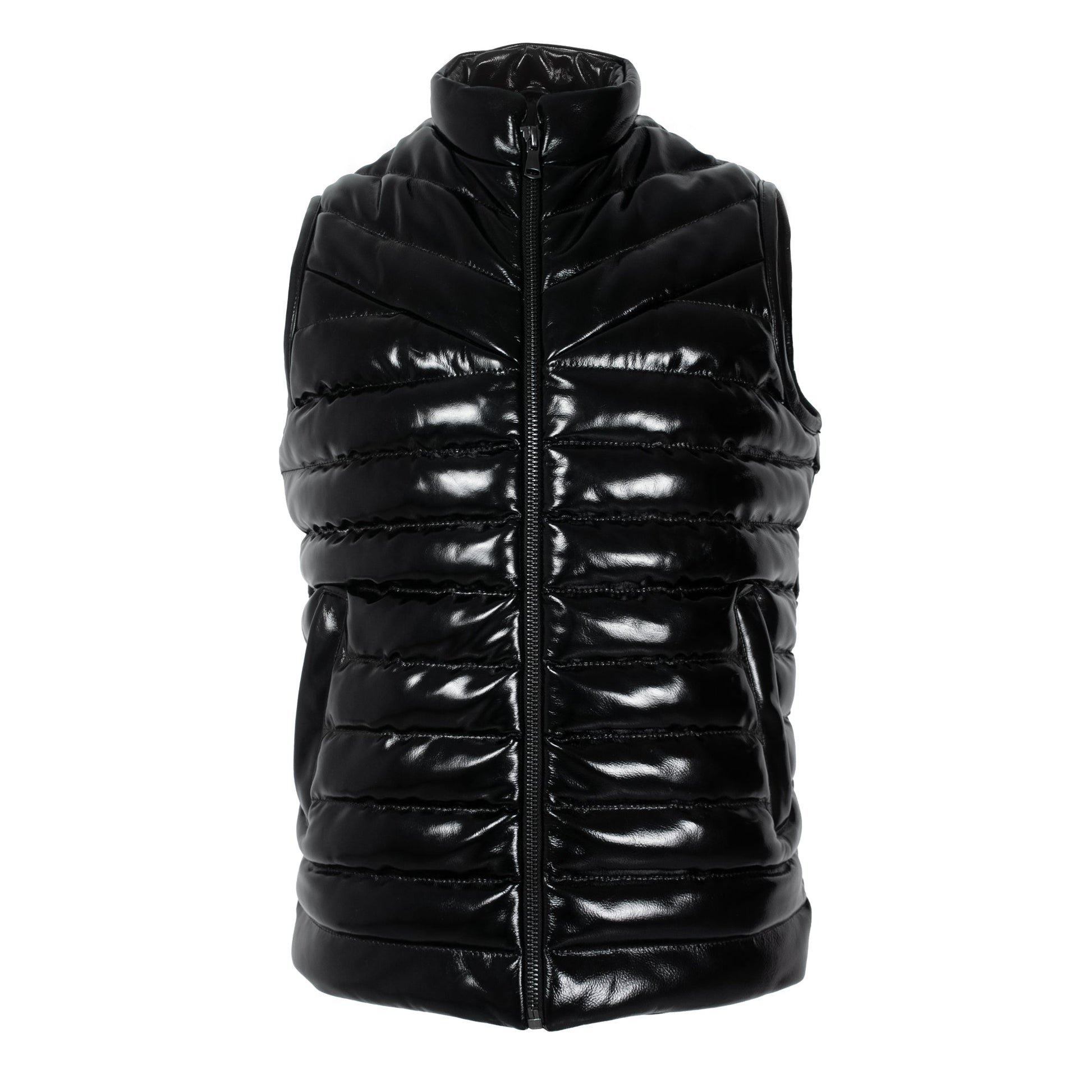 Men's High-Gloss Lambskin Puffer Vest-0