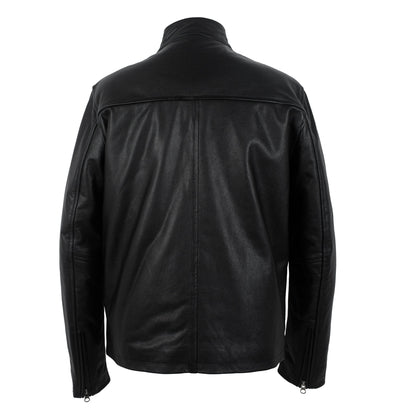 Black Calfskin Leather Biker Jacket-1