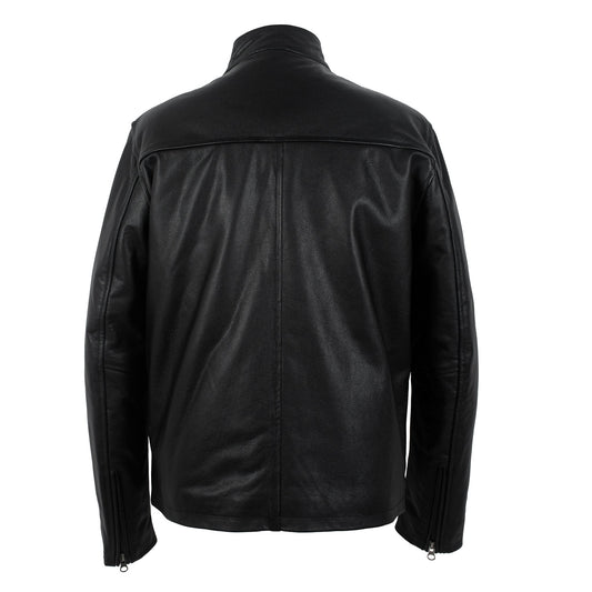 Black Calfskin Leather Biker Jacket-1