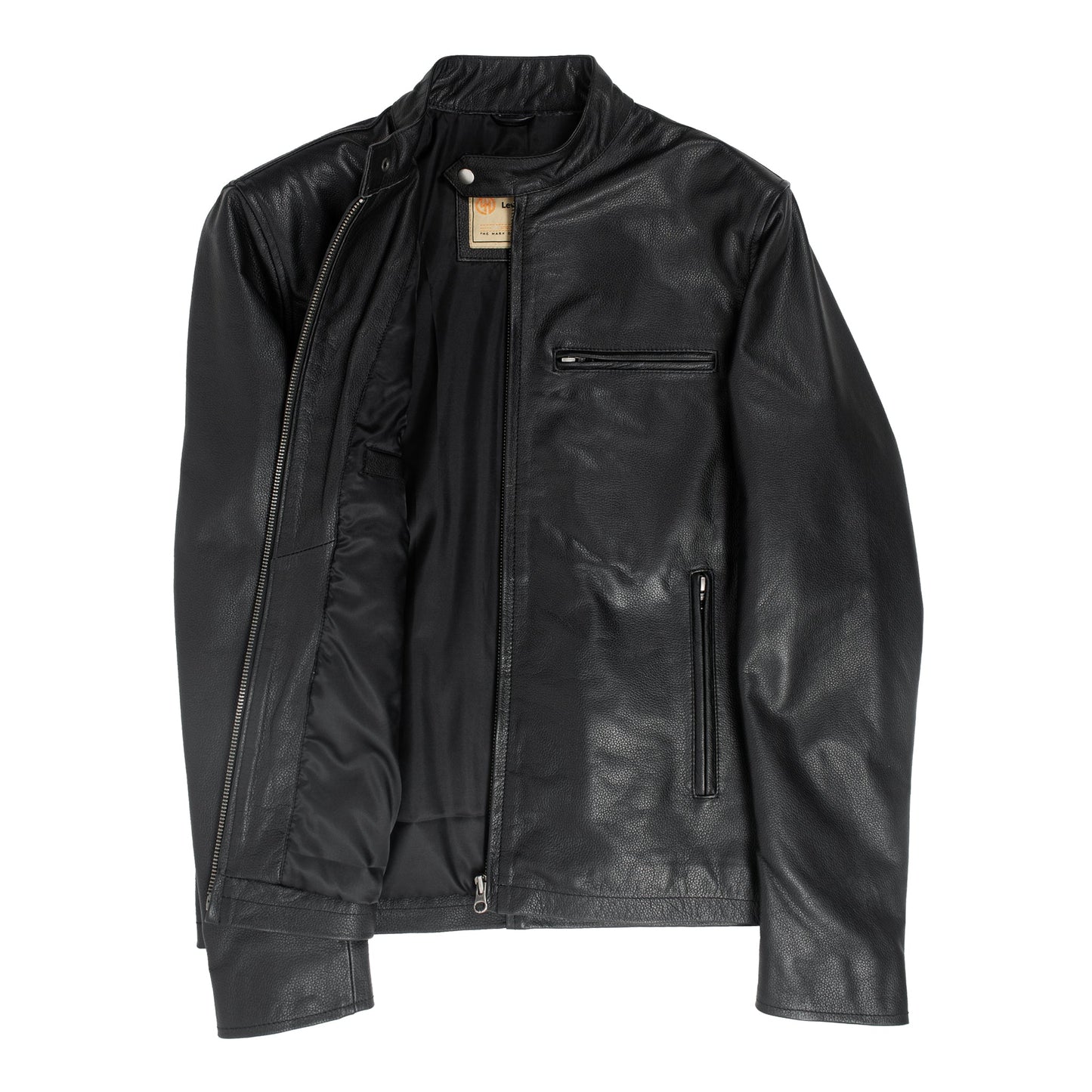 Black Calfskin Leather Biker Jacket-2