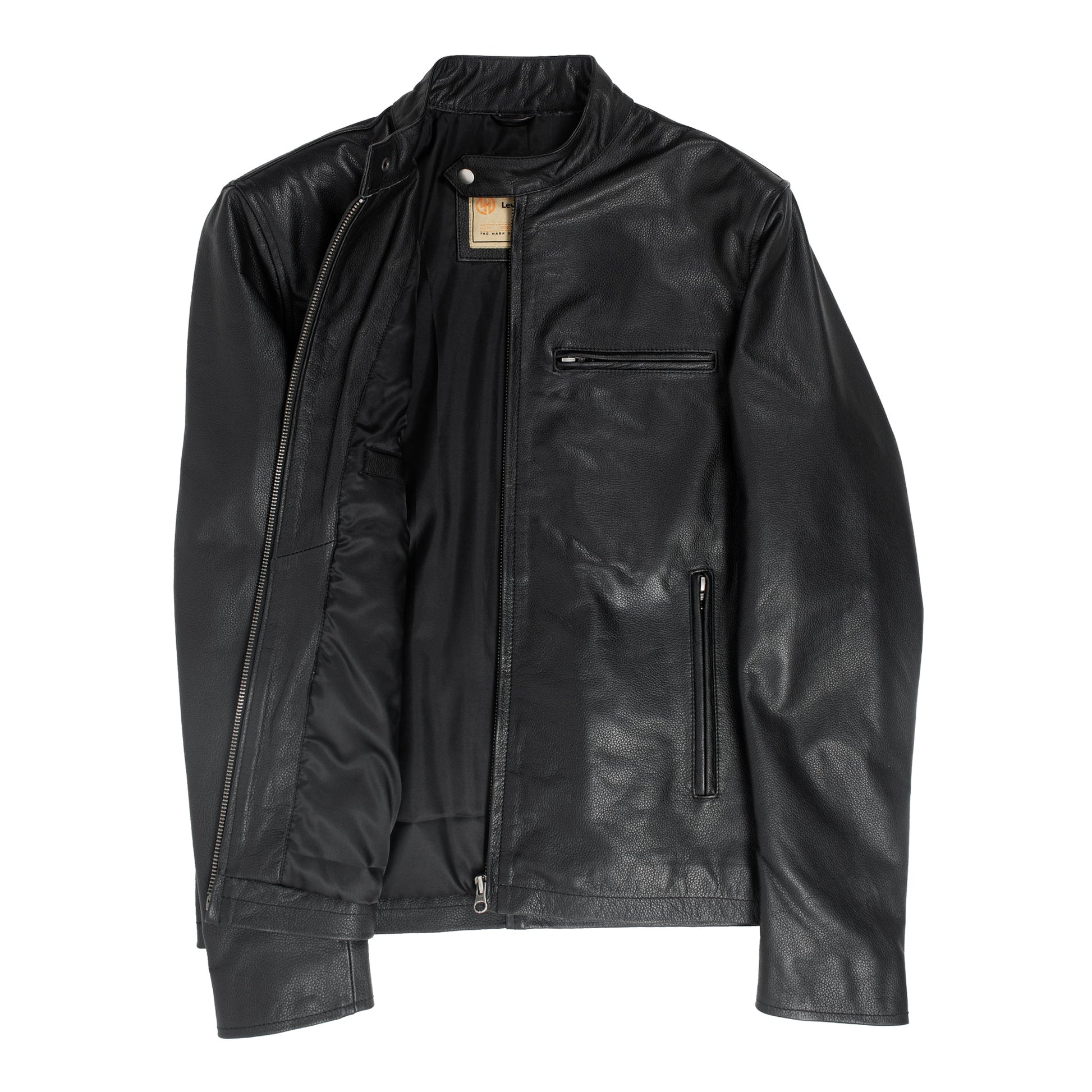 Black Calfskin Leather Biker Jacket-2